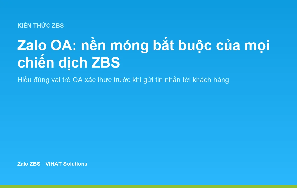 Zalo OA là nền móng bắt buộc trước khi doanh nghiệp triển khai tin nhắn ZBS