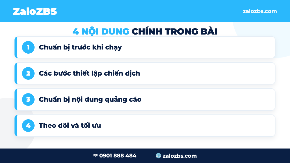 Chuẩn bị tài khoản và nội dung trước khi chạy quảng cáo Zalo