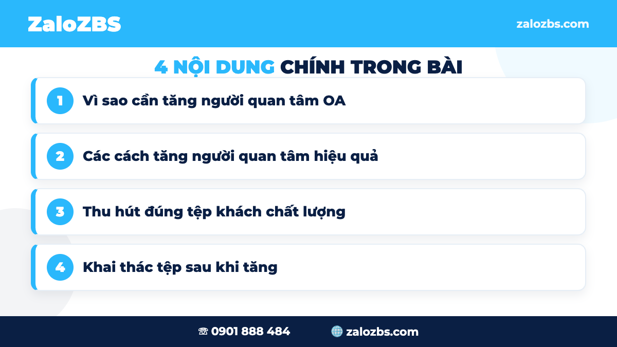 Vì sao cần tăng người quan tâm Zalo OA