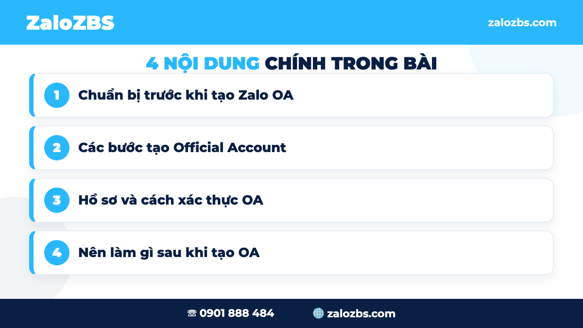 Chuẩn bị thông tin trước khi tạo Zalo OA