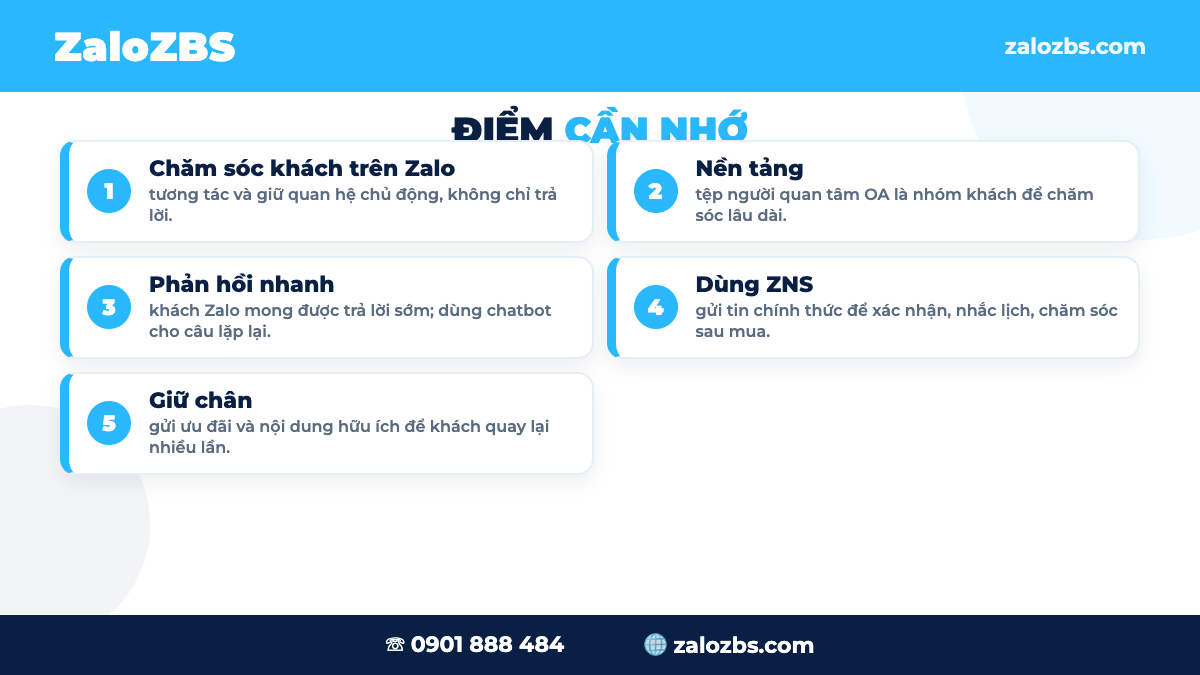 Công cụ hỗ trợ chăm sóc khách hàng trên Zalo