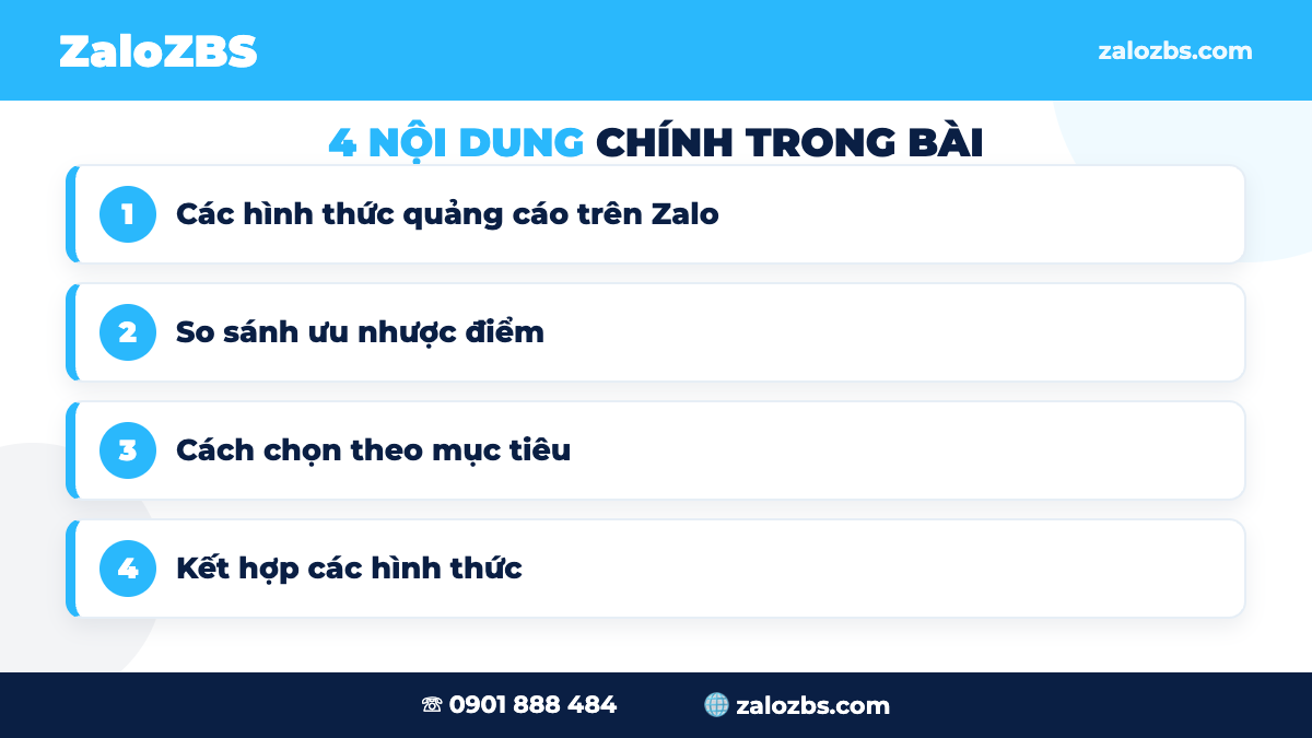 Các hình thức quảng cáo trên Zalo phổ biến