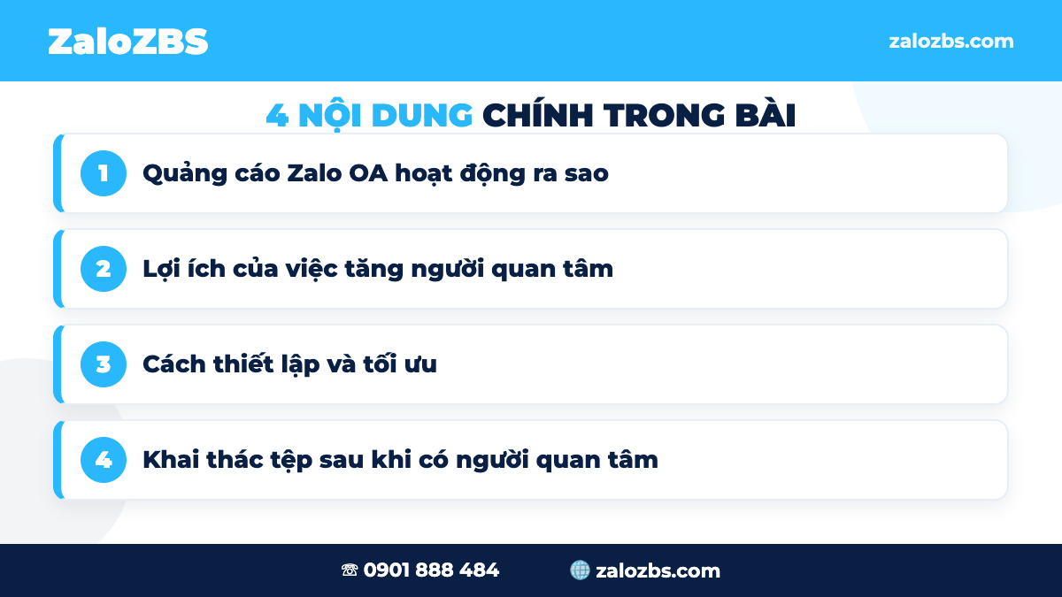 Quảng cáo Zalo OA tăng người quan tâm Official Account