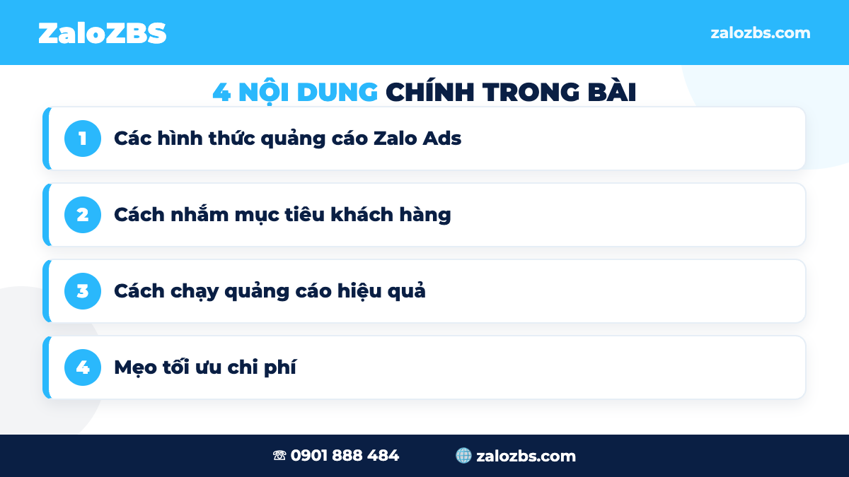 Các hình thức quảng cáo Zalo Ads cho doanh nghiệp