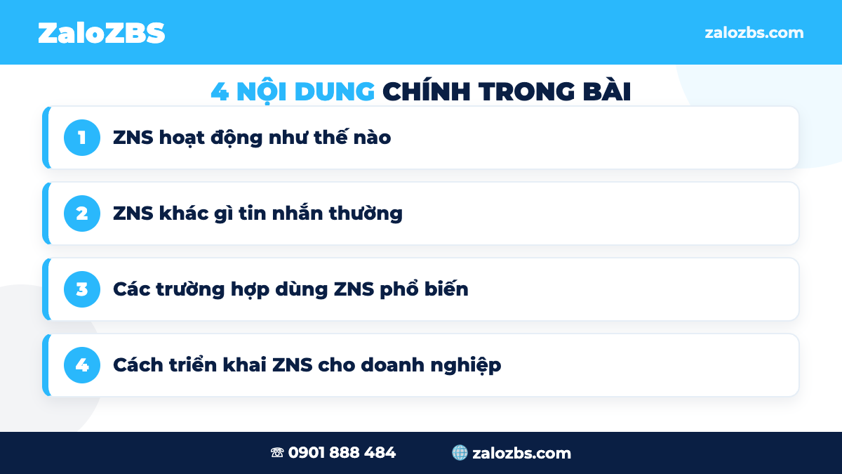 ZNS Zalo Notification Service gửi tin chính thức bằng tên thương hiệu