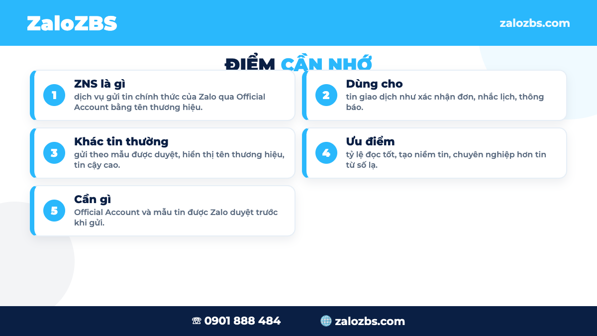 Các trường hợp doanh nghiệp dùng ZNS để gửi thông báo